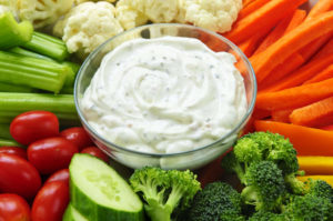 Ranch dressing and veggie tray