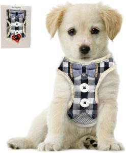 Bark Lover Small Puppy Harness with Bowtie