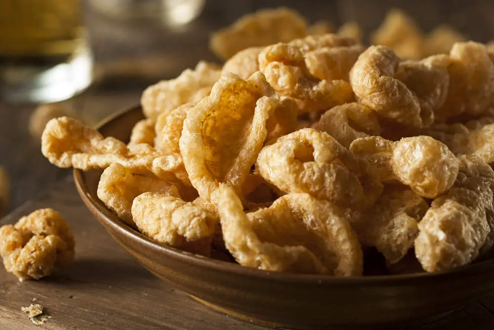 Pork rinds in a bowl
