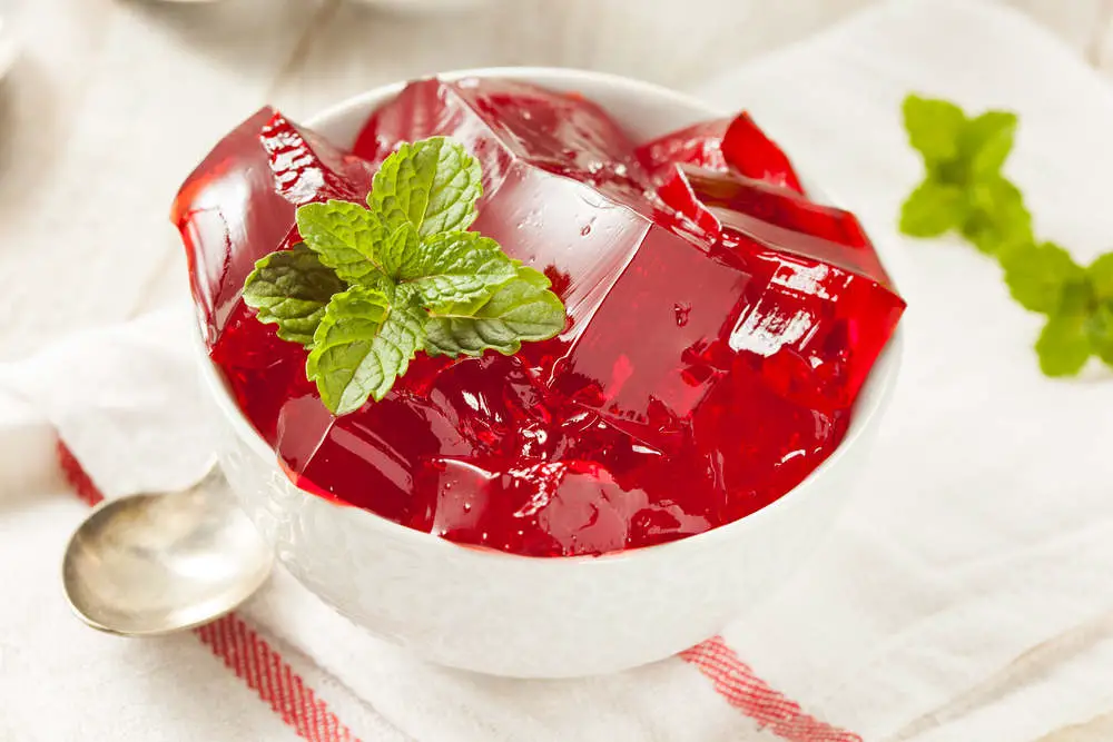 Red jello in a bowl