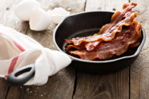 Bacon in frying pan
