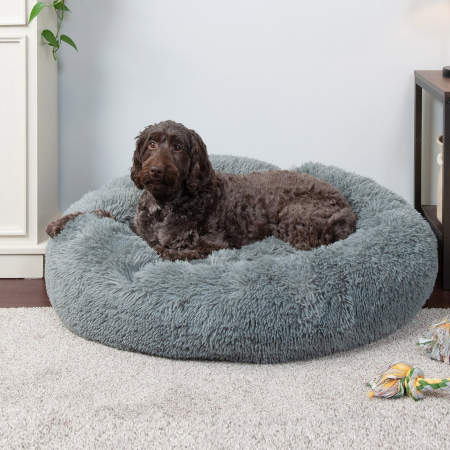 Furhaven Calming Cuddler Donut Bolster Dog Bed