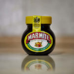 Marmite jar on table