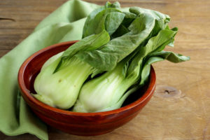 Bok Choy in bowl on table